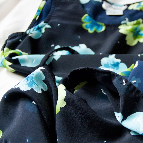 Y2K Navy Floral Tie Back Dress - Picture 6 of 7